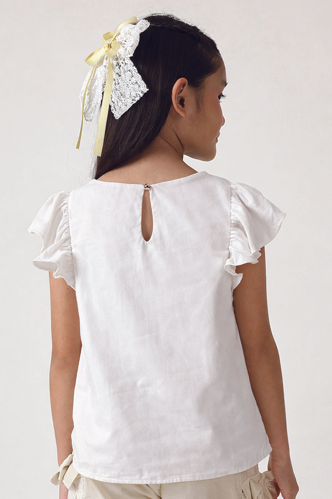 Girls Off White Lace Party Top