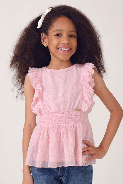 Girls Pink Solid Casual Top