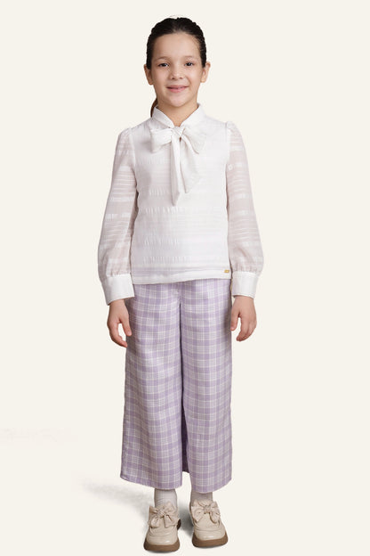 Girls Off White Seersucker Top