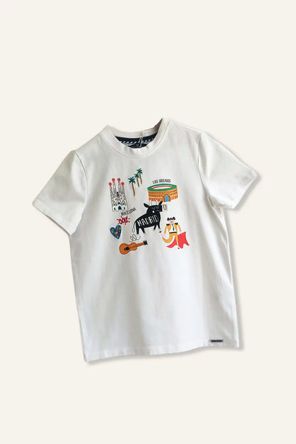 Boys White Tee With Fun Print