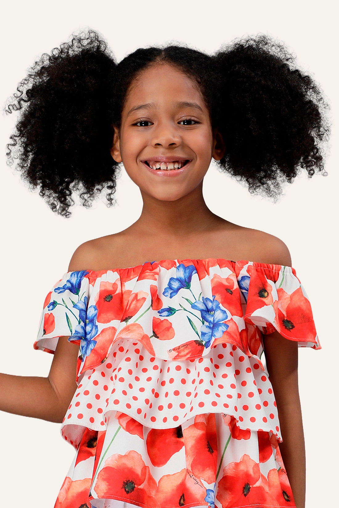 Girls Floral Printed Off Shoulder Top