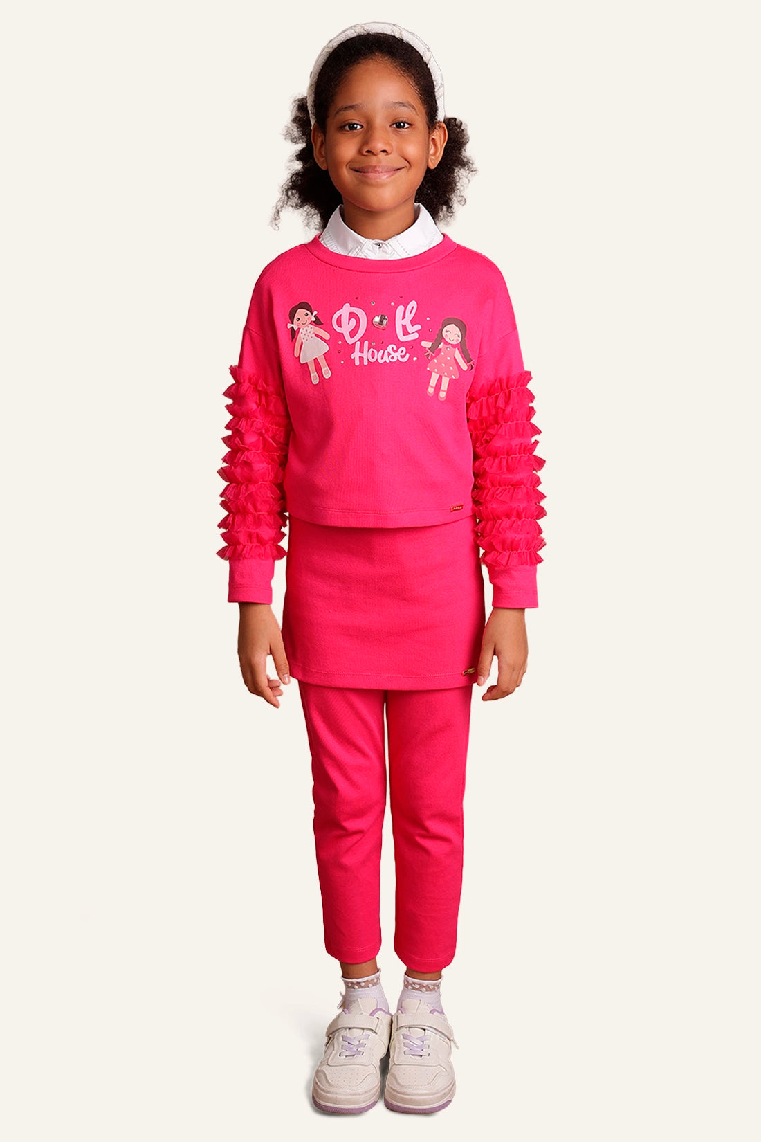 Girls Pink Doll House Themed Sweatshirt