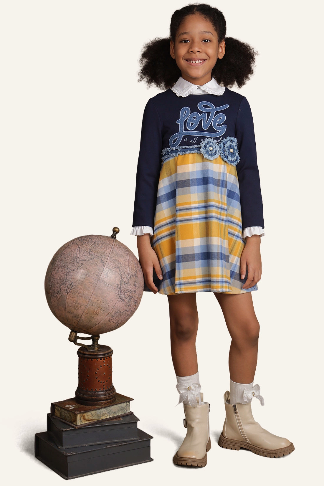 Girls Multicolor Checks Dress