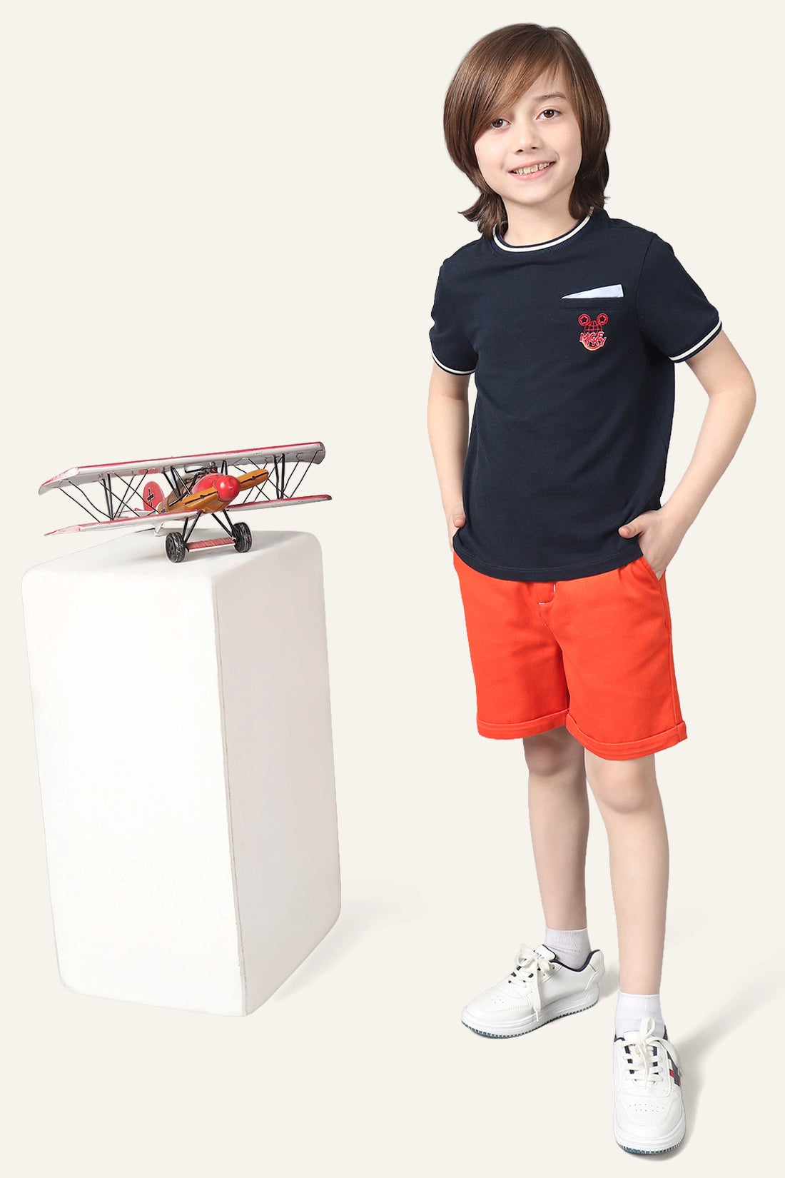 Boys Red Cotton Shorts