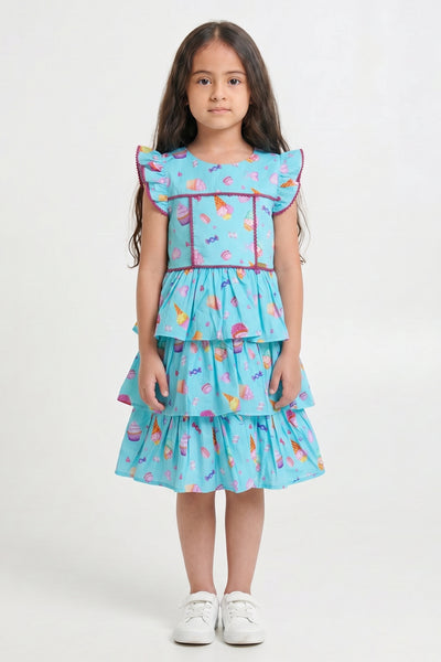 Girls Multi Animal Print Party Dress
