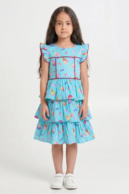 Girls Multi Animal Print Party Dress