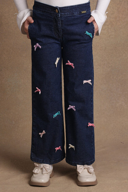 Kids Girls Dark Blue Flared Jeans