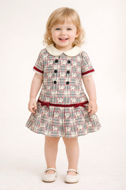 Baby Girls Multi Check Cotton Dress