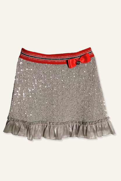 Girls Silver Sequins Skirt