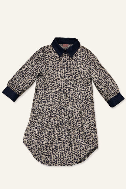Girls Blue Floral Print Dress