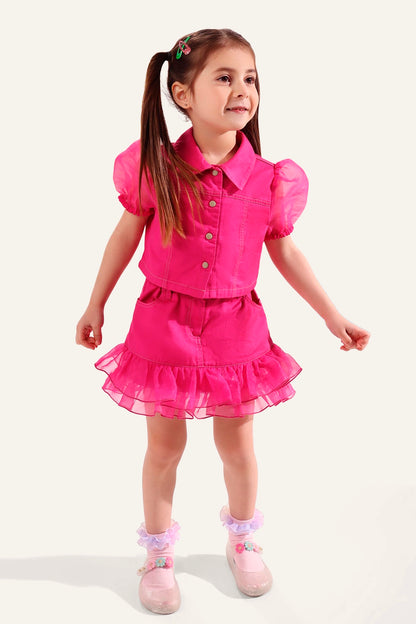Girls Pink Collared Top