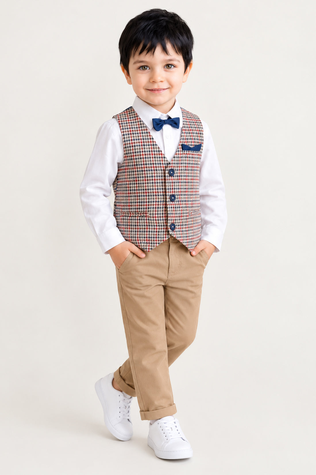 Baby Boys Multicolour Cotton Blend V-Neck Set