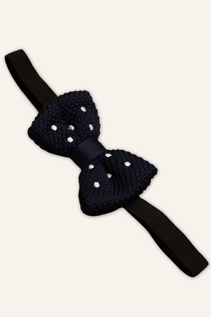 Boys Navy Blue Polka Dot Bow