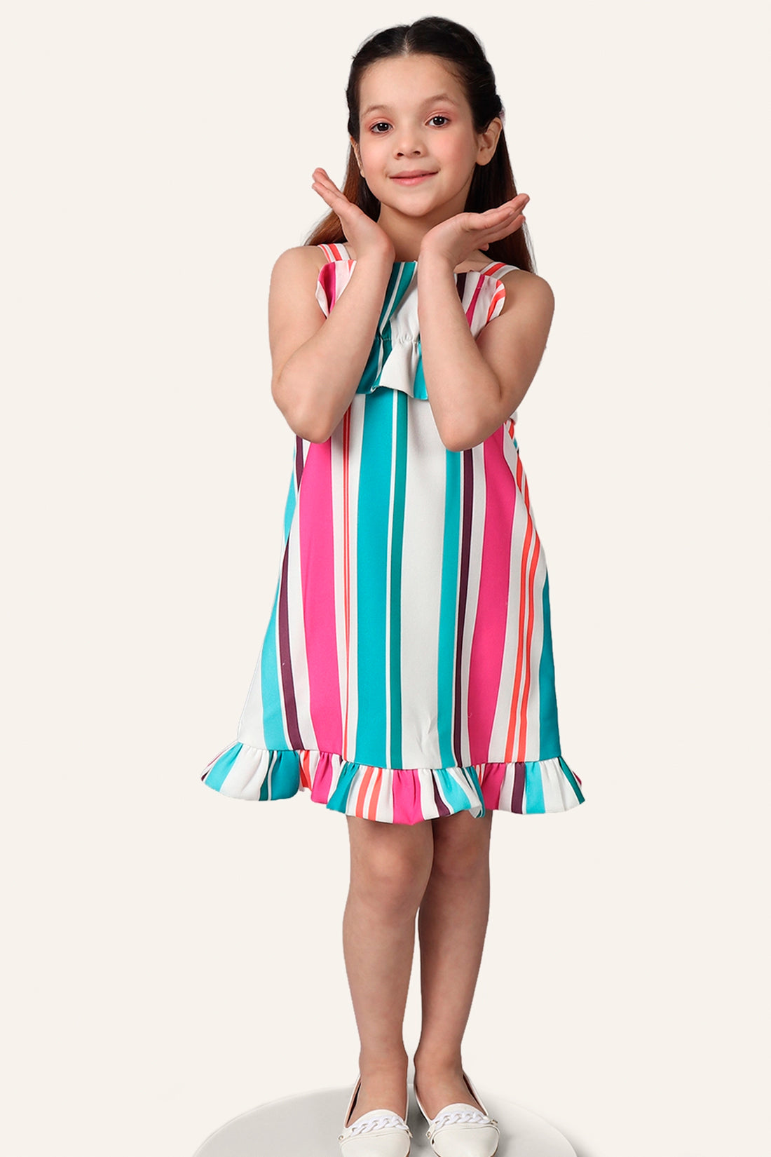Girls Multicolored Striped Dress