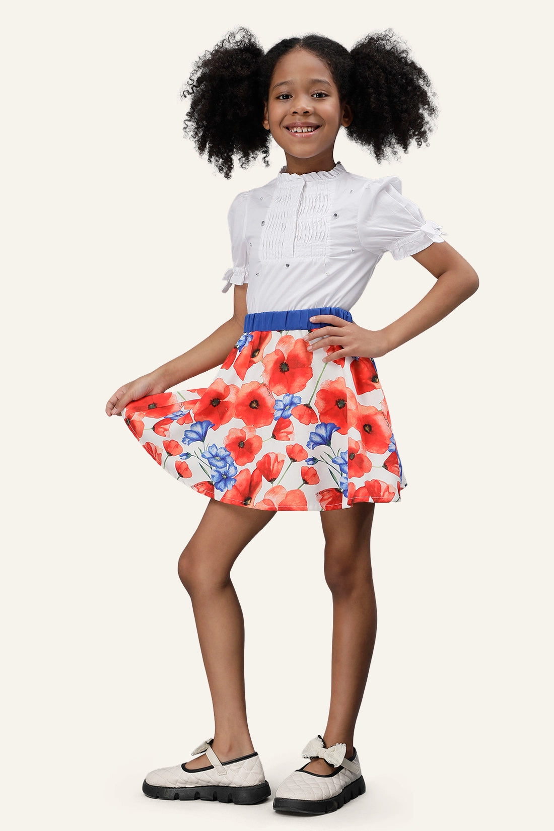 Girls Multicolored Floral Skirt