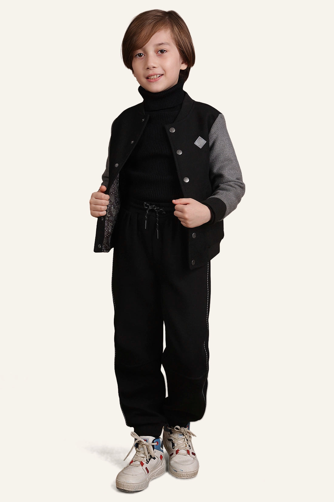 Boys Black & Grey Dual Colour Jacket