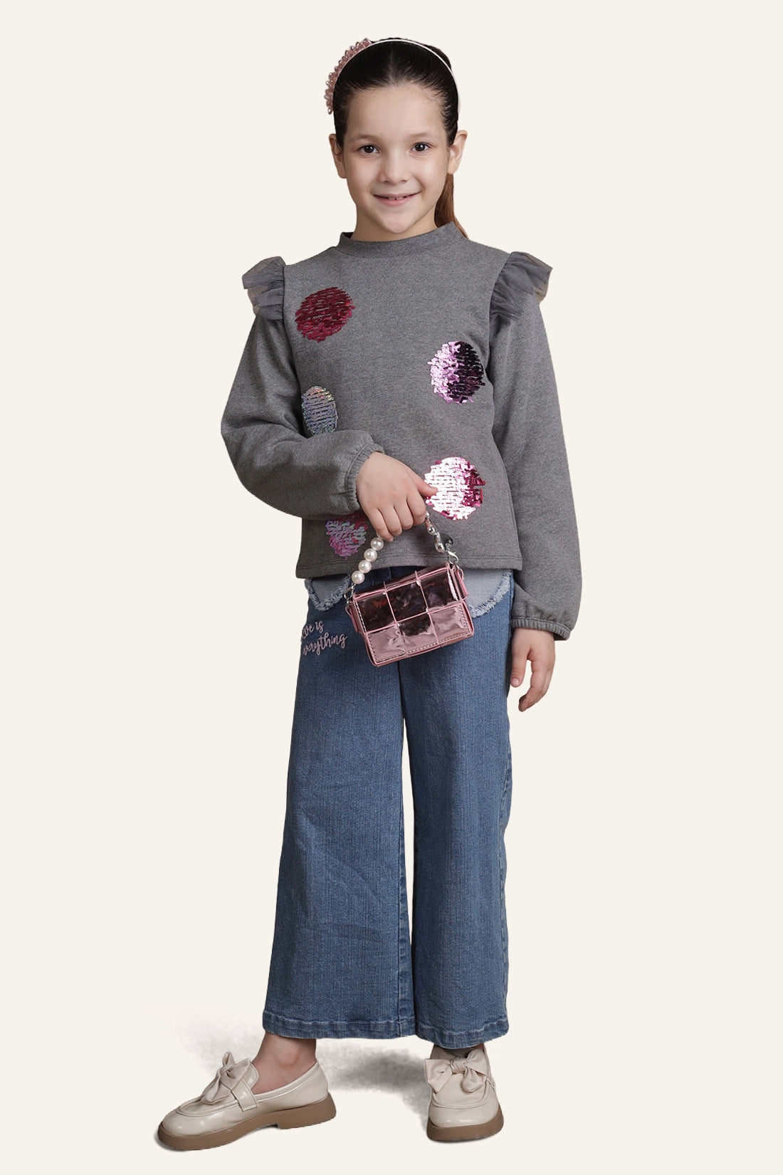 Girls Grey Pullover Top