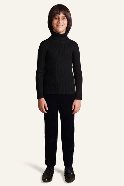 Boys Black Turtleneck Jumper
