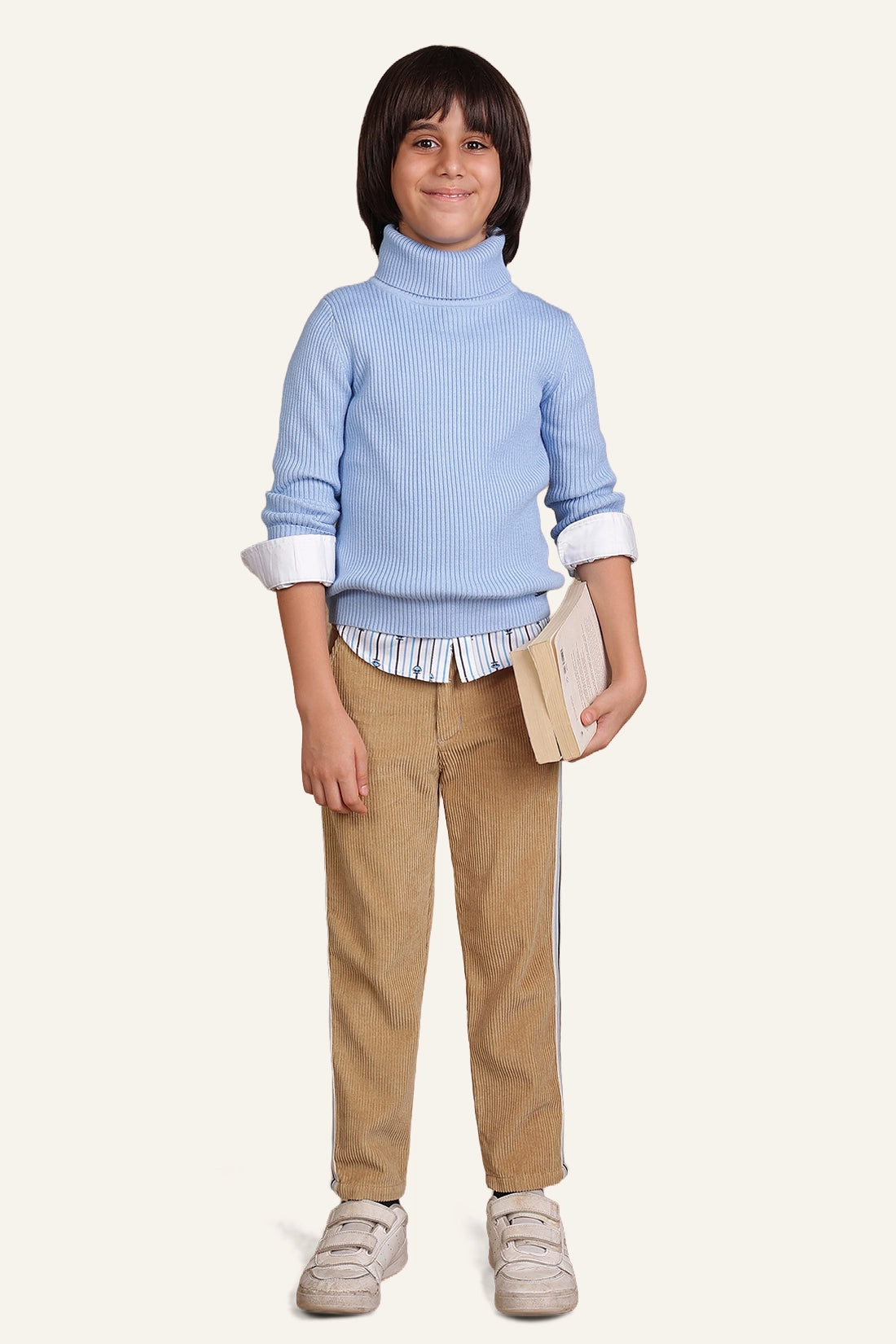 Boys Sky Blue Turtle Neck Jumper