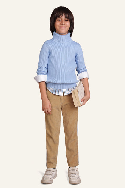 Boys Sky Blue Turtle Neck Jumper