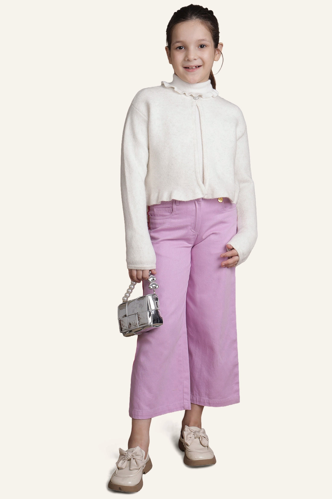 Girls Off White Cardigan