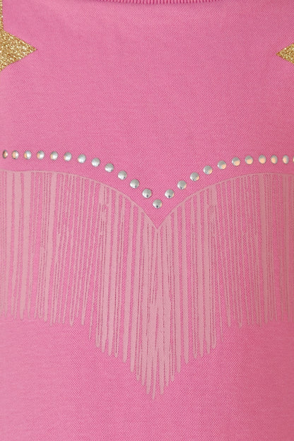 Girls Pink Cotton Blend Full Sleeve Woven Dress