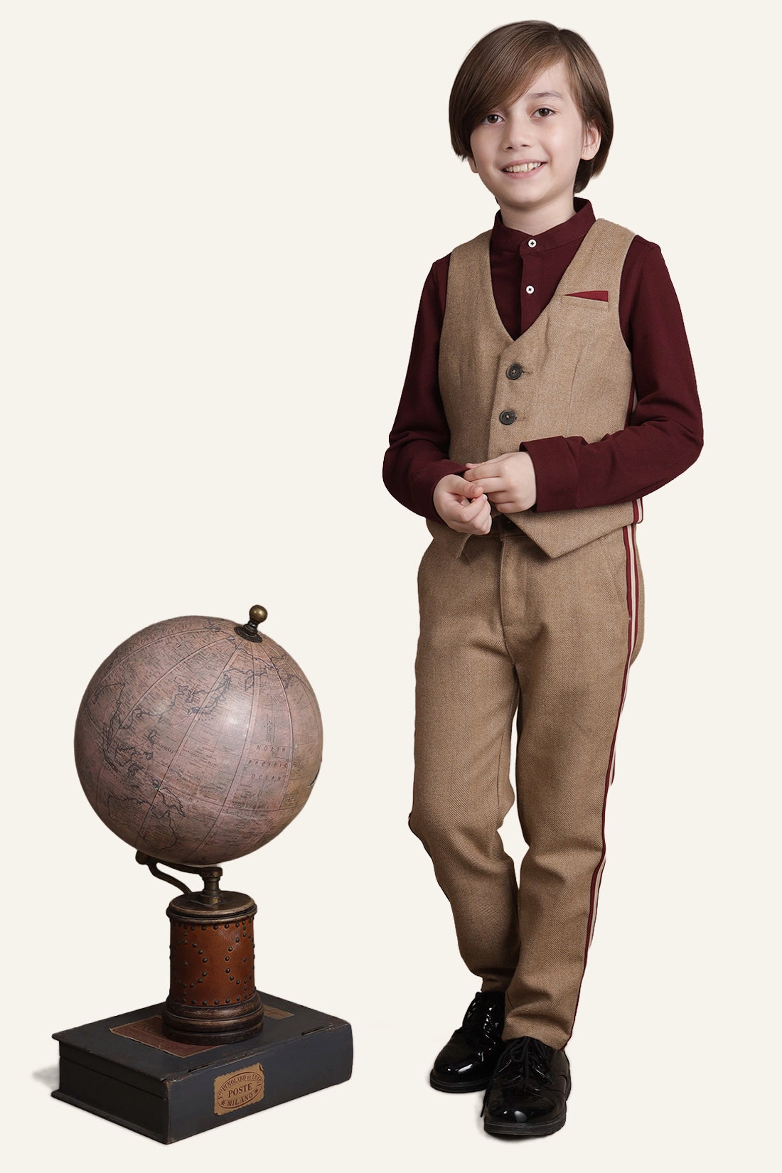 Boys Beige Formal Waistcoat