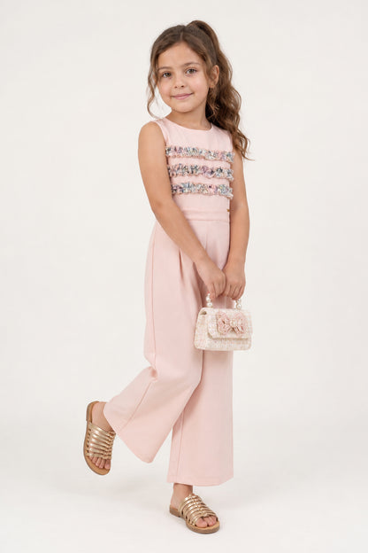 Pink Banana Crepe Half Sleeve Jumpsuit