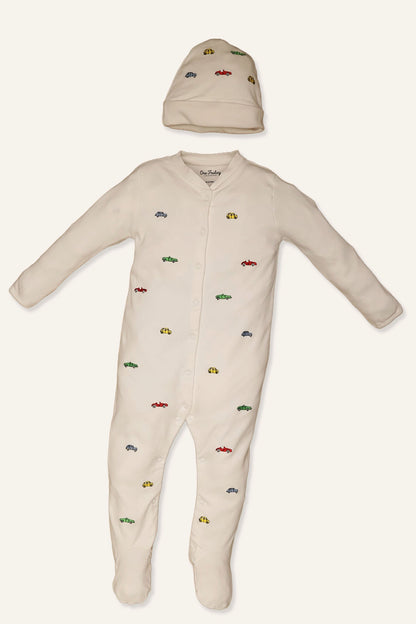Baby Boys White BodySuit With Cap