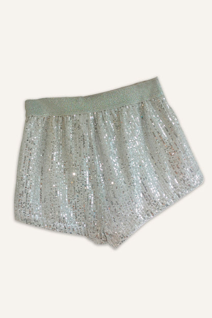 Girls White Sequin Short