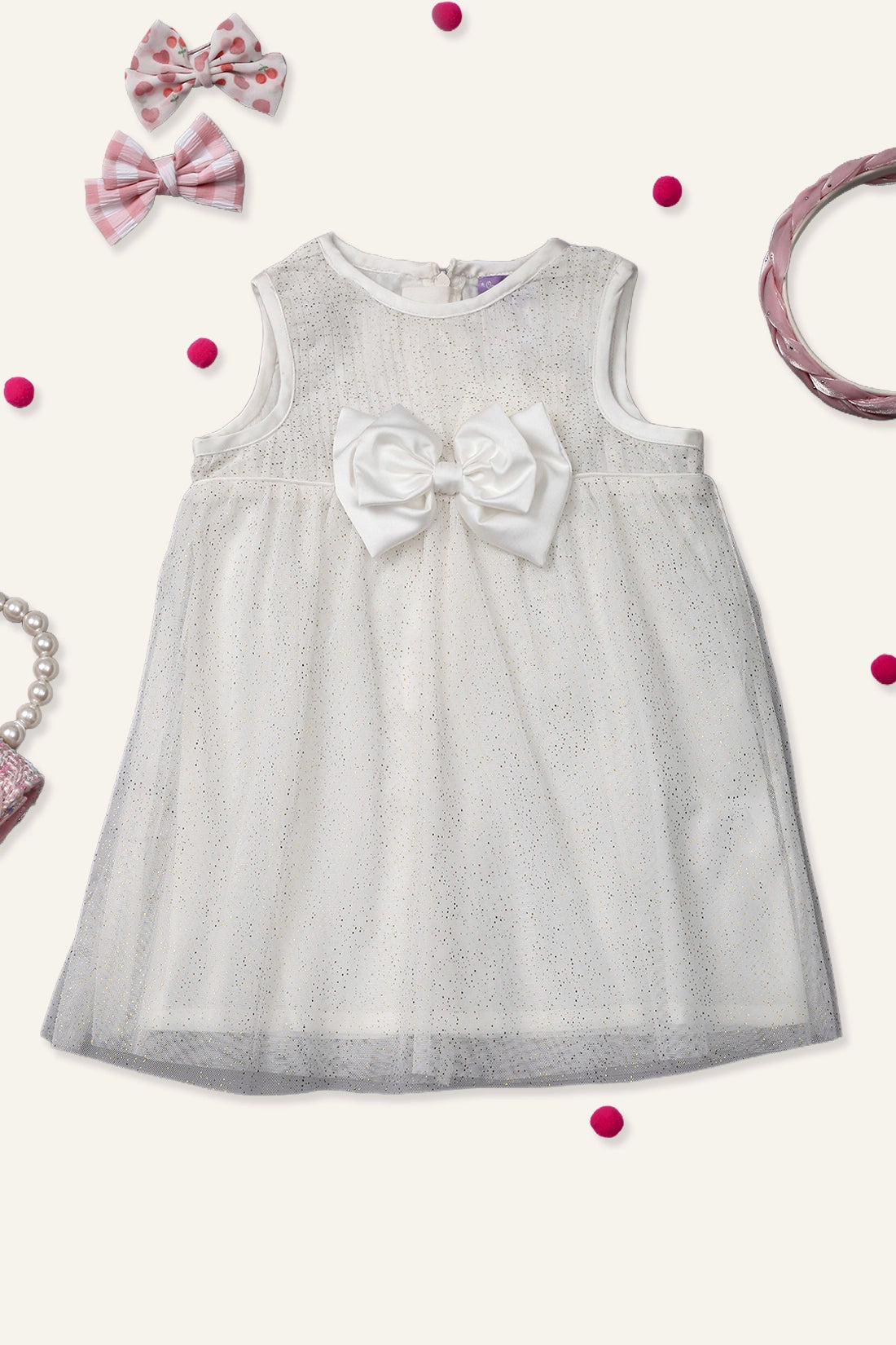 Girls Sparkling White Dress