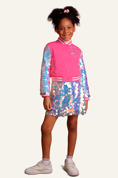 Girls Pink Solid Jacket