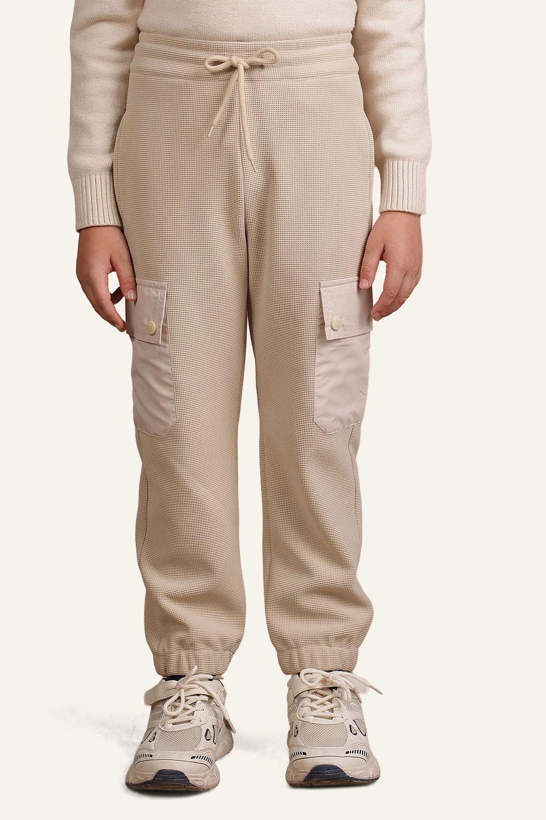 Boys Beige Knitted Track Pant