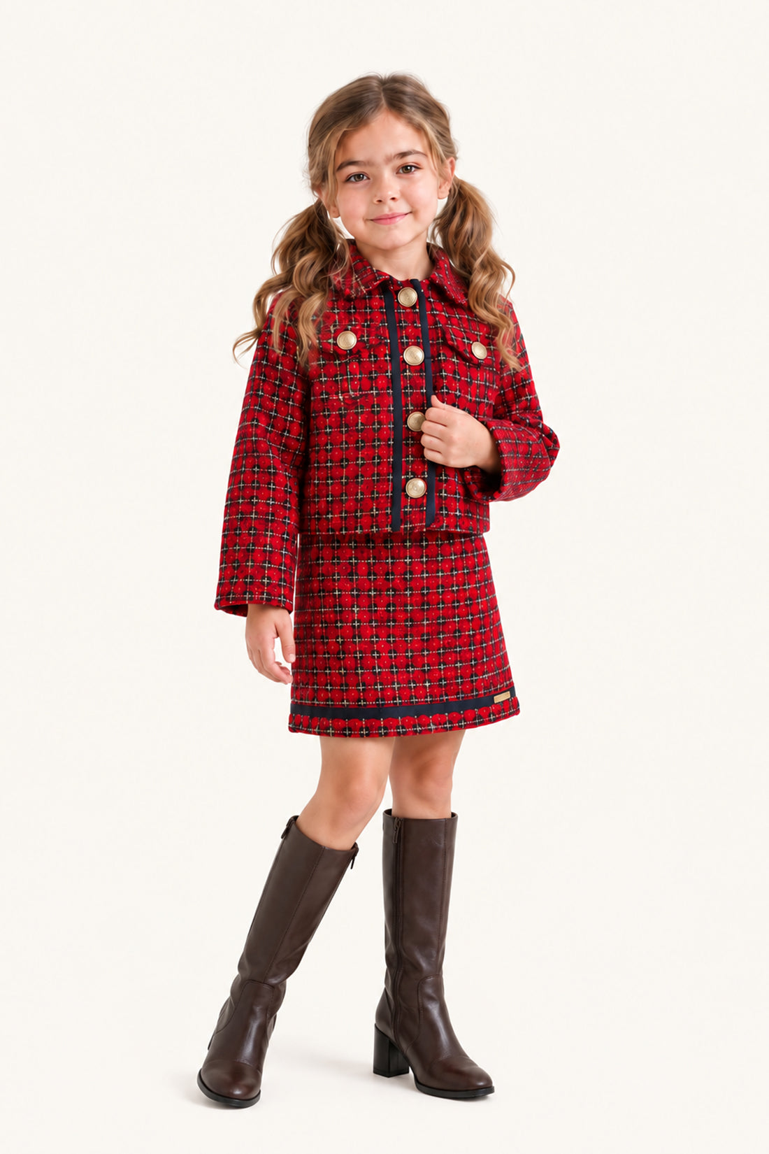 Burgundy Boucle Shirt Collar Jacket
