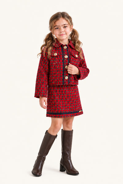 Burgundy Boucle Shirt Collar Jacket