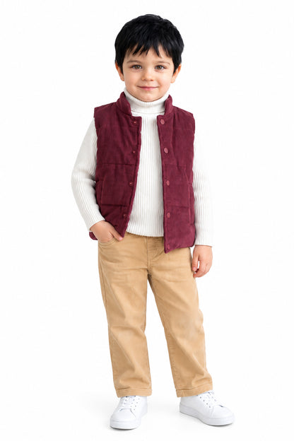 Baby Boys Sand Solid Cotton Regular Fit Trousers