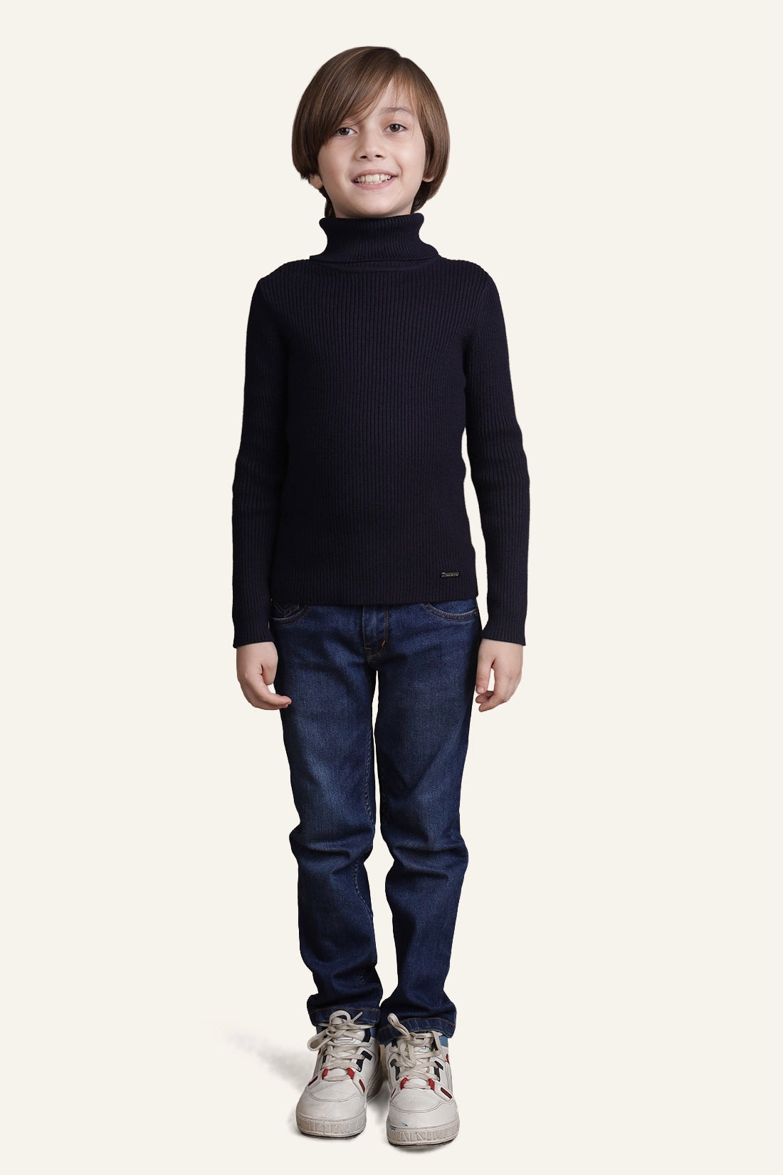 Boys Navy Blue Solid Jumper