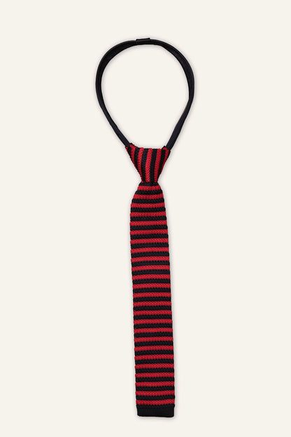 Boys Red Woven Stripes Tie
