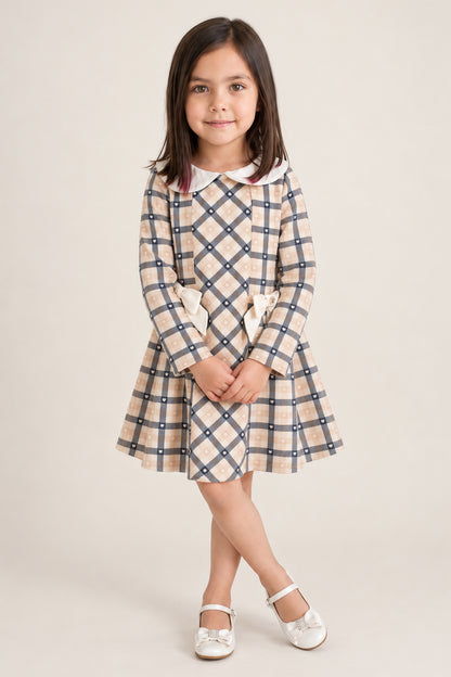 Baby Girls Multicolour Faux Fur Peter Pan Collar Dress