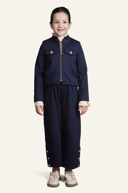 Girls Navy Blue Flared Trouser