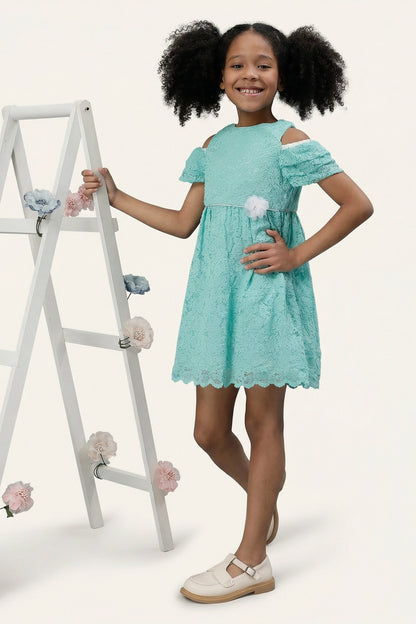 Girls Mint Lace Dress