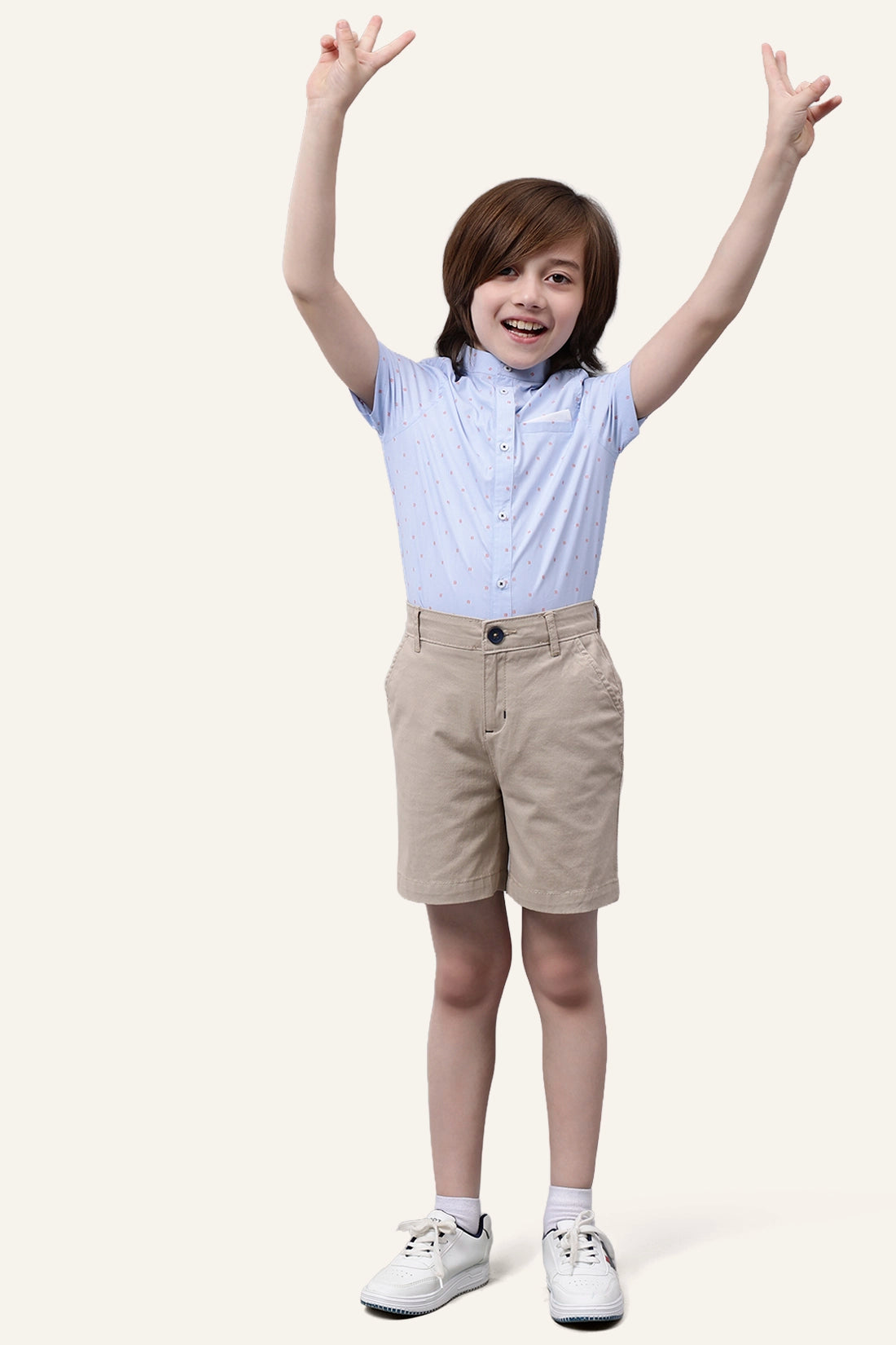 Boys Beige Cotton Shorts