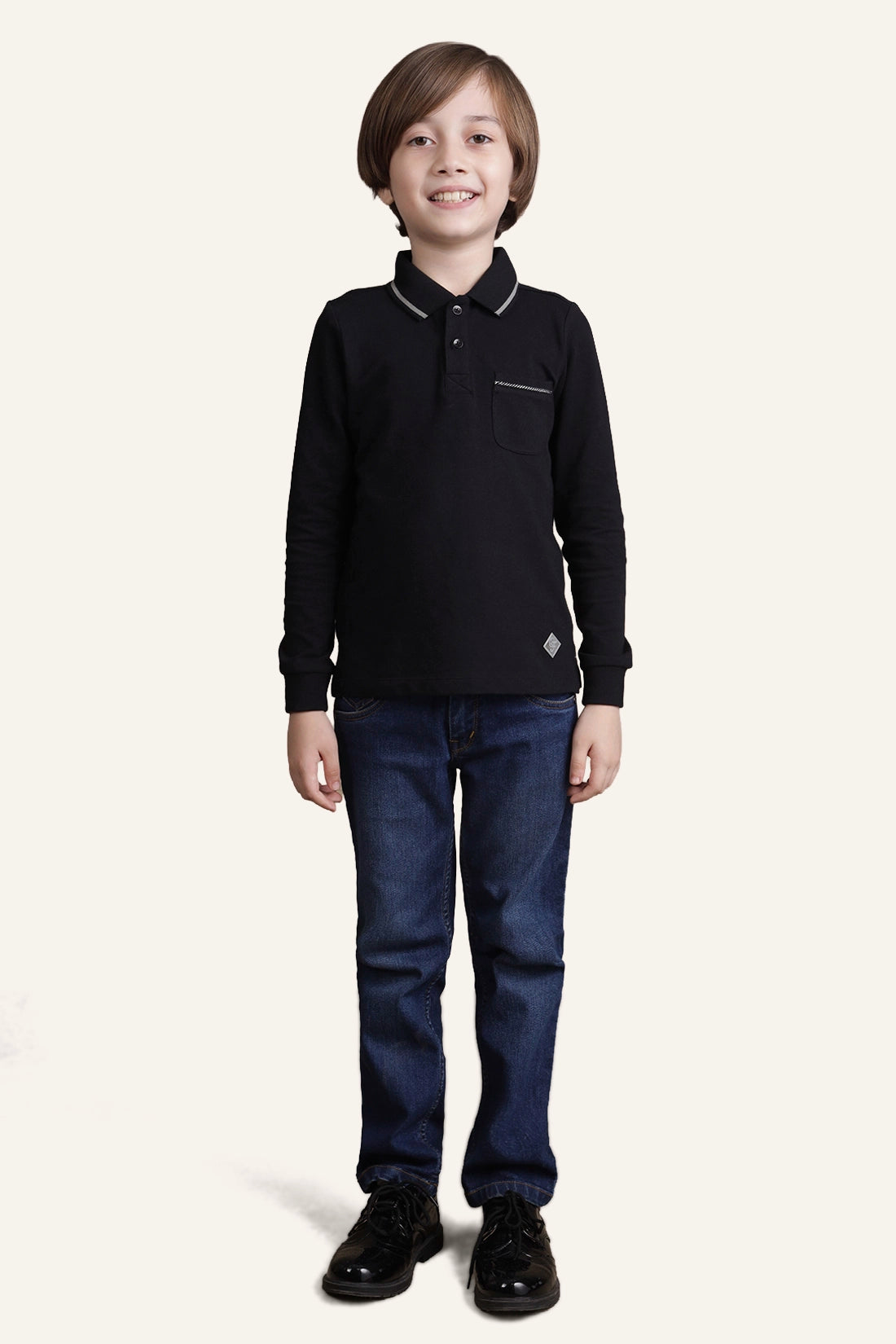 Boys Black Polo T-shirt