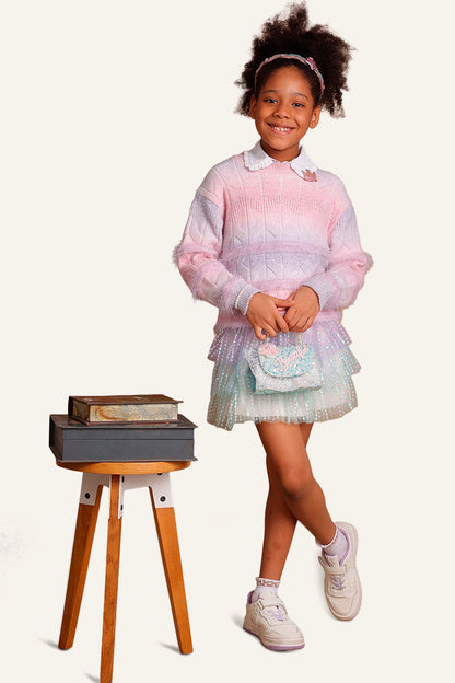 Girls Multicolor Sequins Skirt