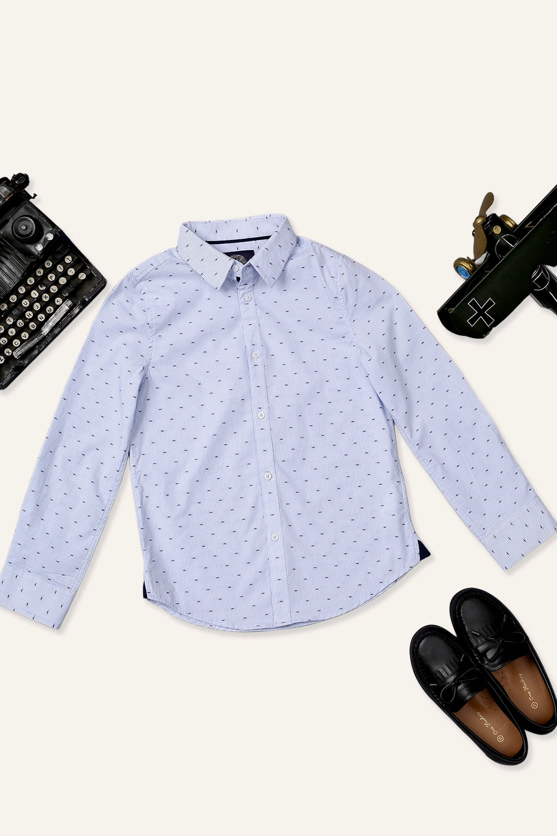 Boys  Blue and White Striped Shirt