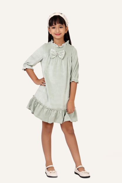 Girls Mint Solid Dress