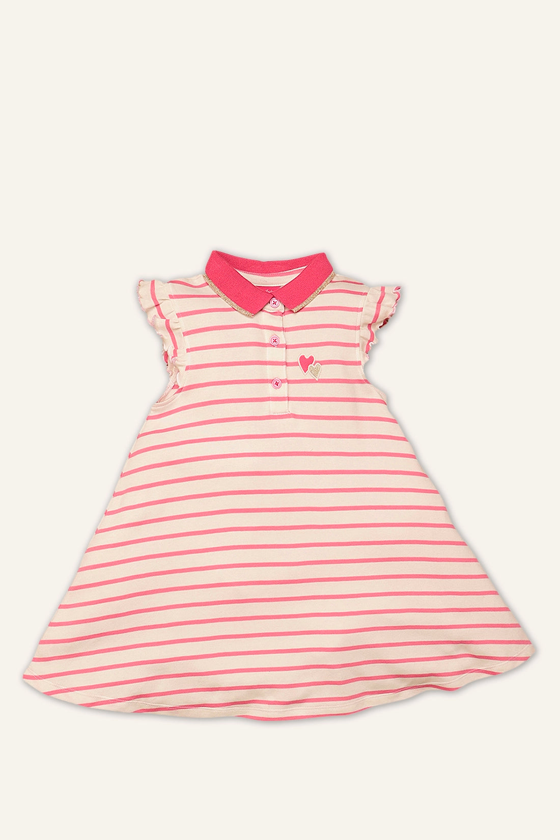 Girls Pink A-Line Stripe Dress
