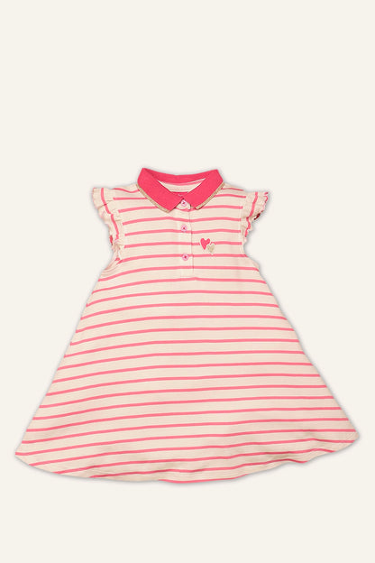 Girls Pink A-Line Stripe Dress