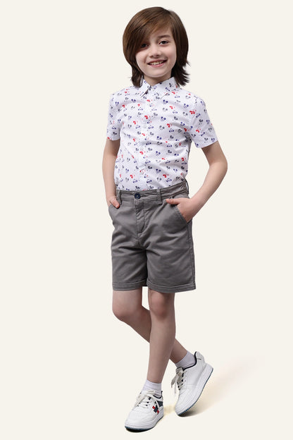 Boys Grey Cotton Shorts