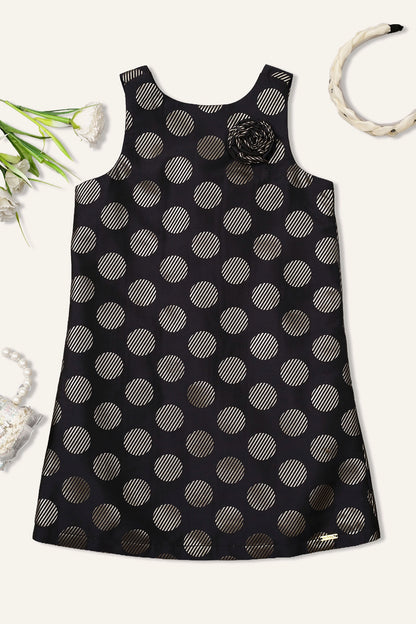 Girls Navy Blue Polka Dot Dress